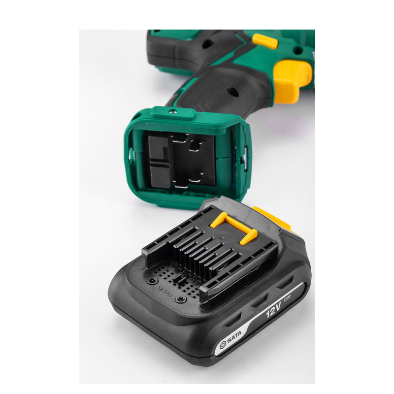Máy khoan gỗ thép SATA 51006 dùng Pin 12V, đầu kẹp 10mm (2 Pin, 1 sạc)