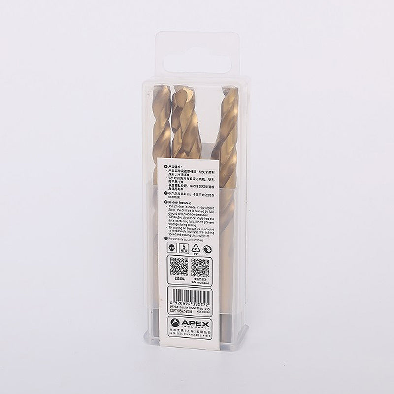 Hộp 5 mũi khoan kim loại HSS-TiN SATA kích thước từ 9mm - 13mm, đuôi tròn
