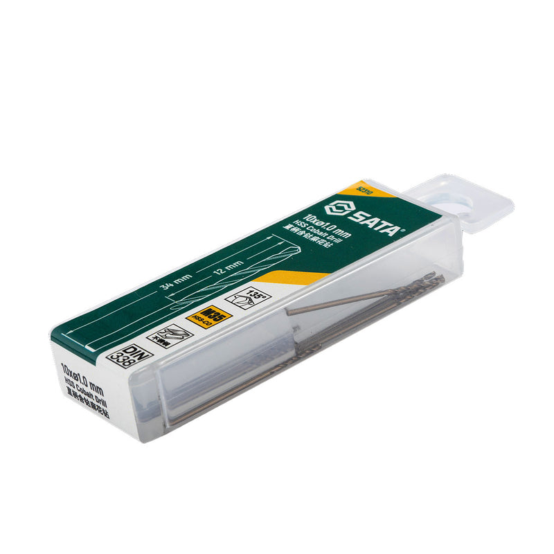 Hộp 10 mũi khoan Inox, chất liệu HSS-Co SATA kích thước từ 1mm - 8.5mm, đuôi trơn