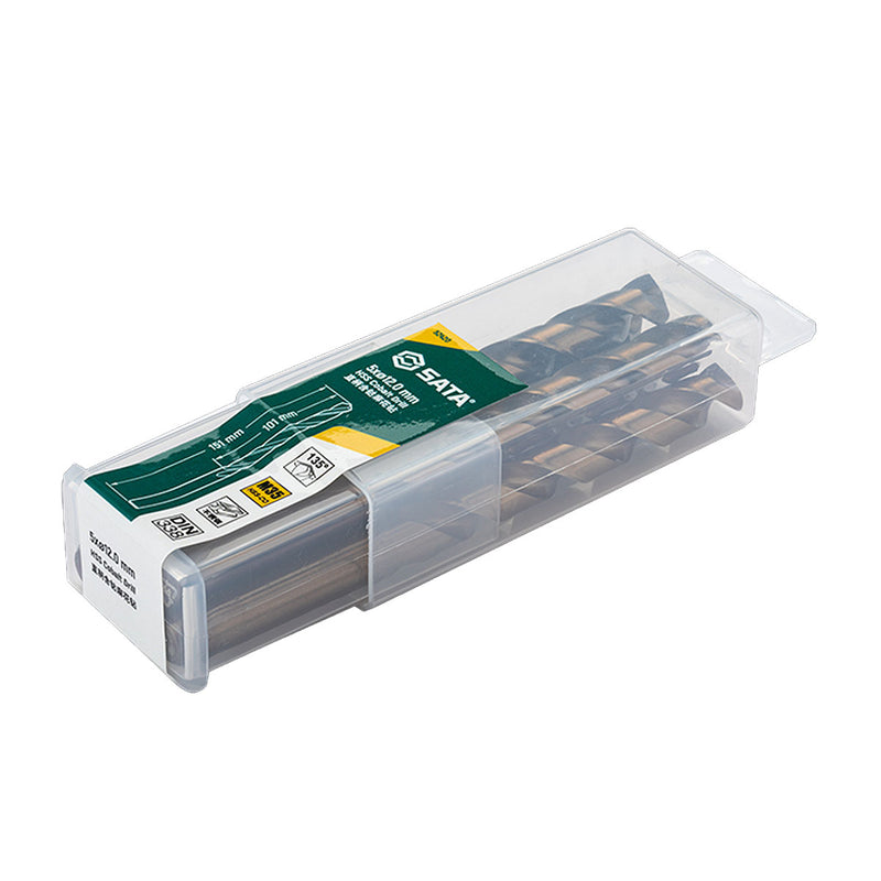 Hộp 10 mũi khoan Inox, chất liệu HSS-Co SATA kích thước từ 1mm - 8.5mm, đuôi trơn