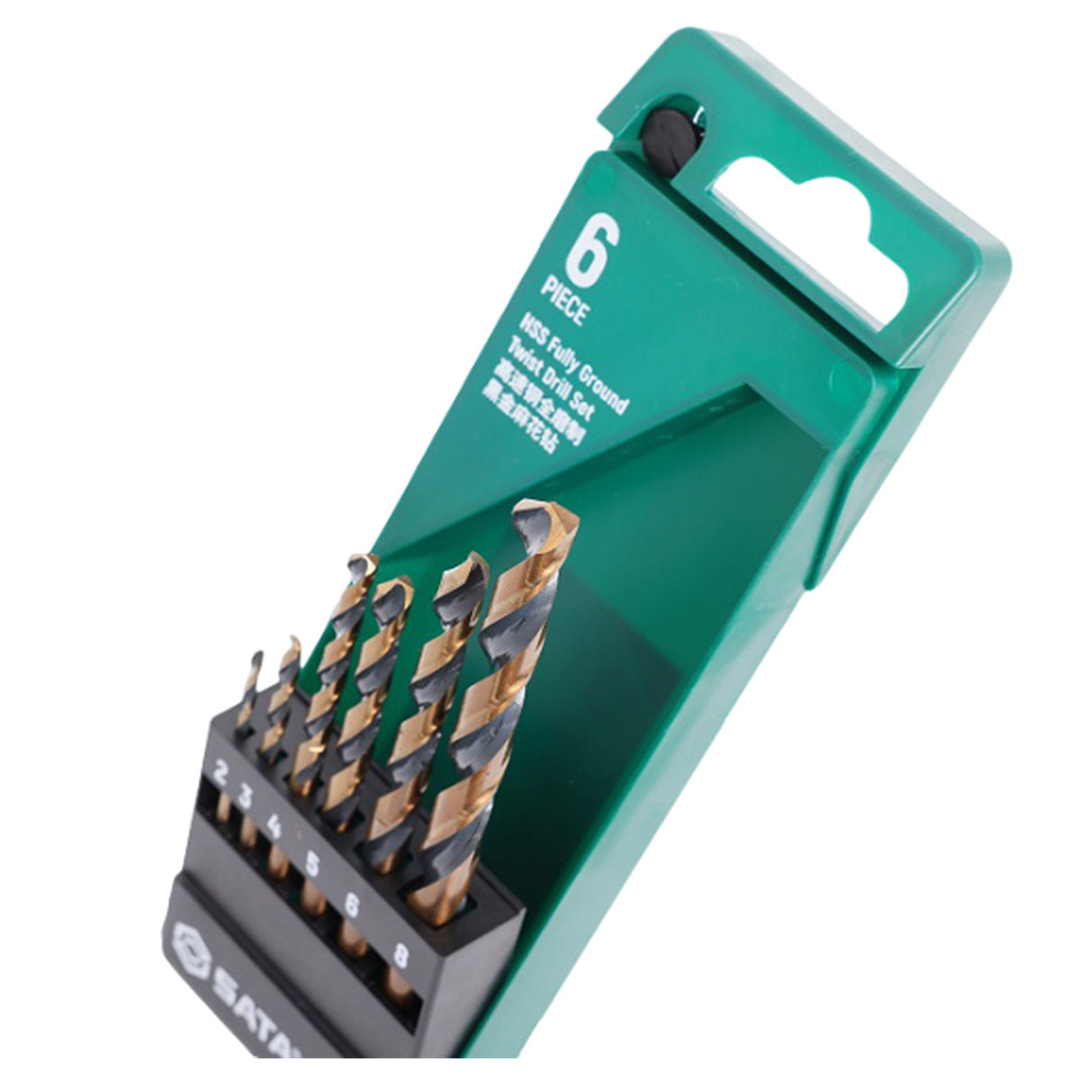 Bộ mũi khoan kim loại chất liệu thép HSS-Tin đuôi trơn 6 chi tiết SATA 52506 kích thước từ 2mm - 8mm