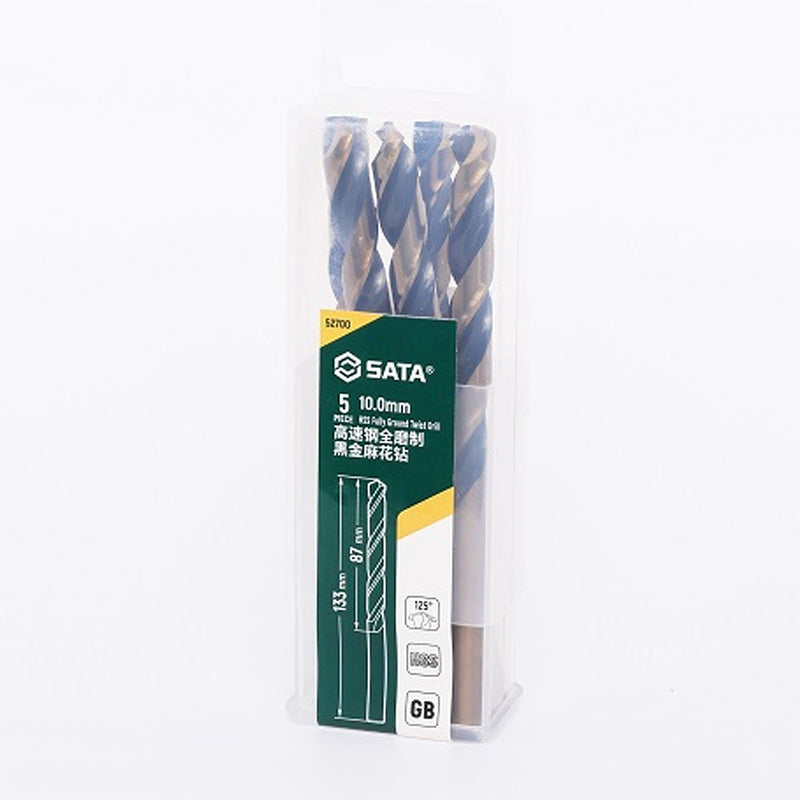 Bộ 5 mũi khoan kim loại HSS SATA 52700 đường kính 10mm, đuôi trơn