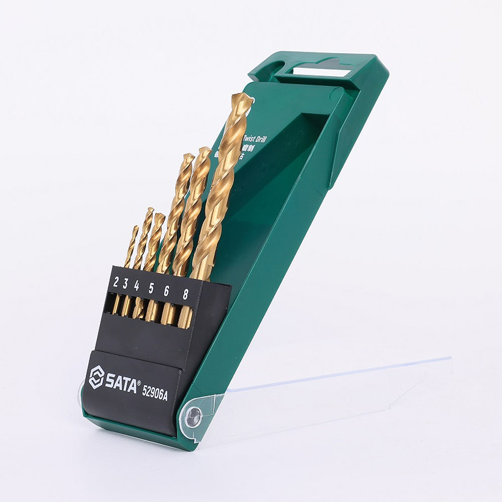 Bộ 6 mũi khoan kim loại HSS-TiN SATA 52906A kích thước từ 2mm - 8mm