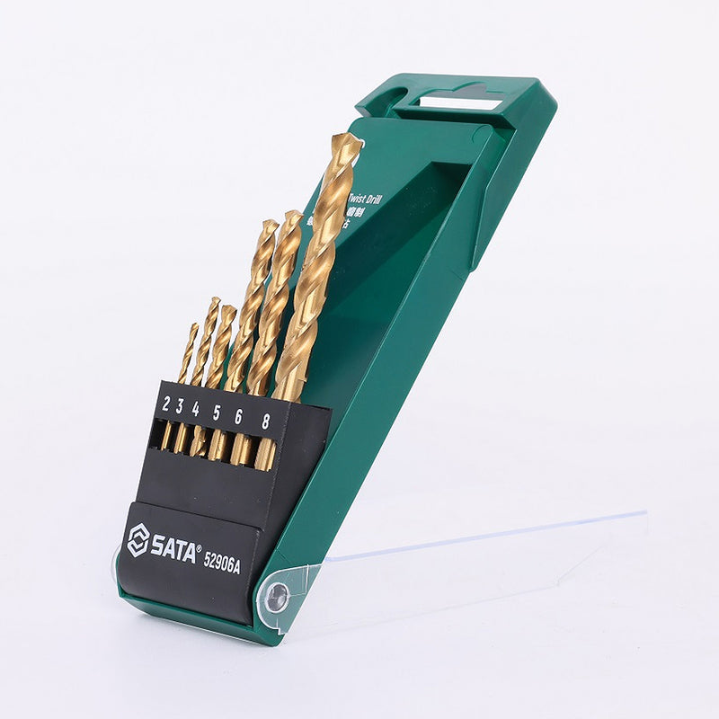 Bộ 6 mũi khoan kim loại HSS-TiN SATA 52906A kích thước từ 2mm - 8mm