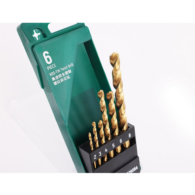 Bộ 6 mũi khoan kim loại HSS-TiN SATA 52906A kích thước từ 2mm - 8mm