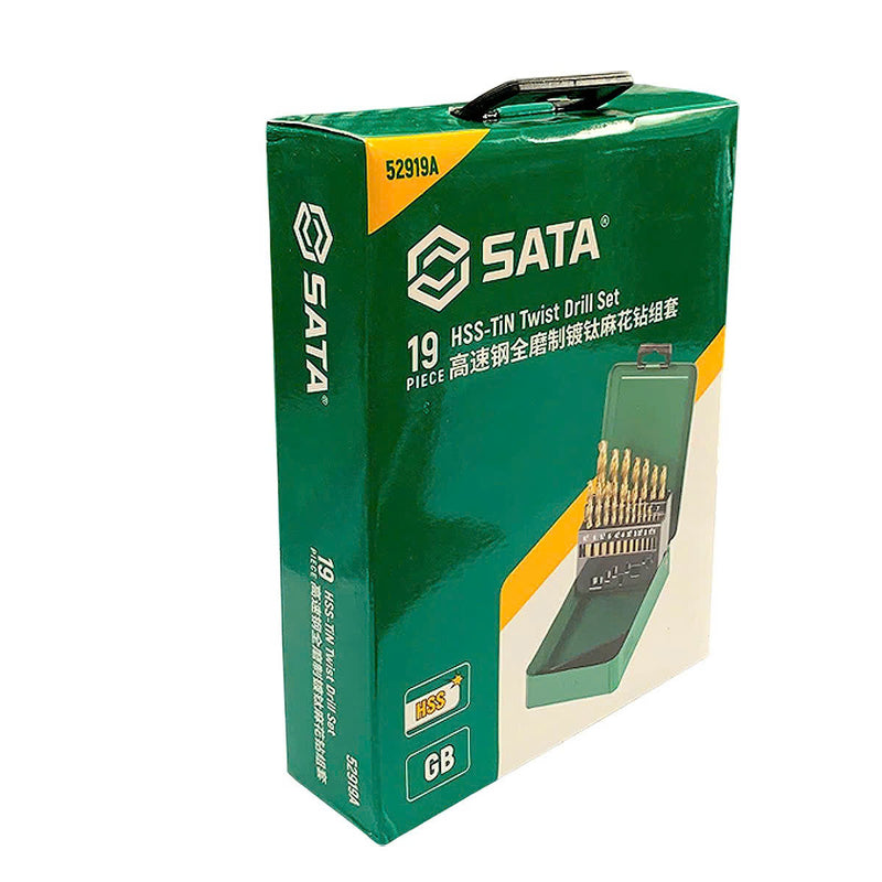 Bộ 19 mũi khoan kim loại HSS-TiN SATA 52919A kích thước từ 1mm - 10mm