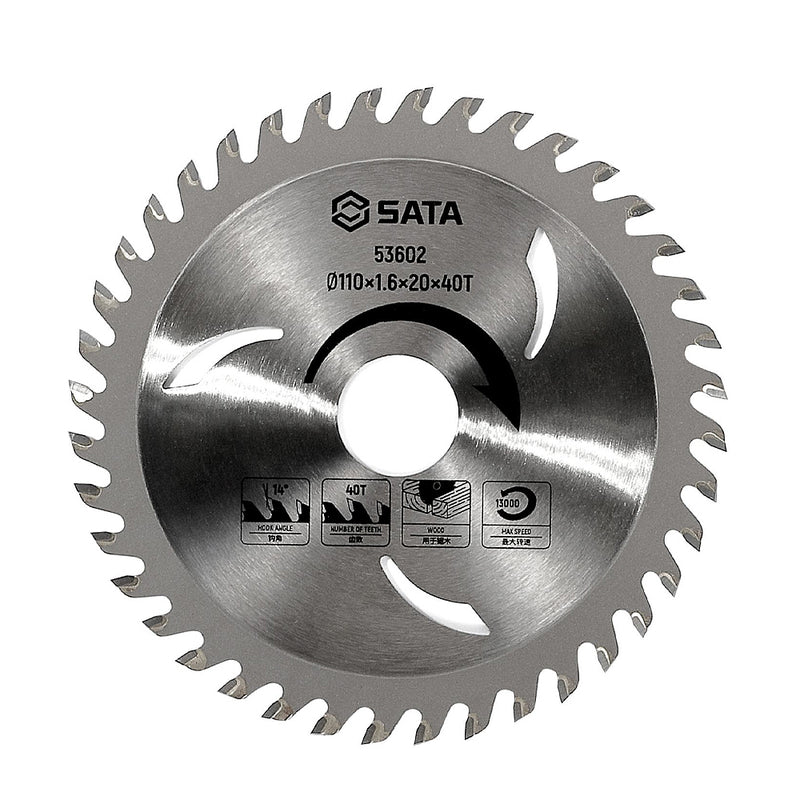Lưỡi cưa gỗ TCT SATA đường kính 110mm 40 răng cốt 20mm