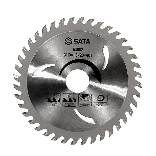 Lưỡi cưa gỗ TCT SATA đường kính 110mm 40 răng cốt 20mm