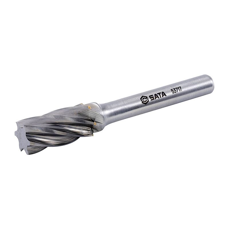 Mũi mài hợp kim SATA 53717 hình trụ phẳng, răng đôi, đường kính 10mm, cắt nhanh, thoát phoi tốt, bền bỉ cho cơ khí.