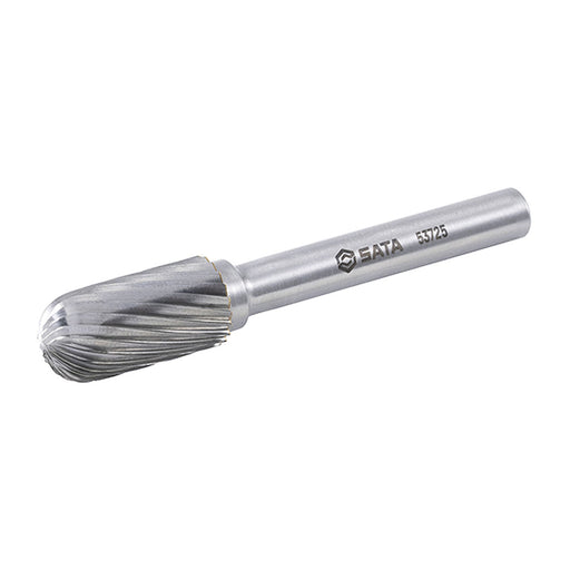 Mũi mài hợp kim SATA 53725 hình trụ đầu tròn, đường kính 10mm, răng đơn, cho gia công kim loại chính xác.