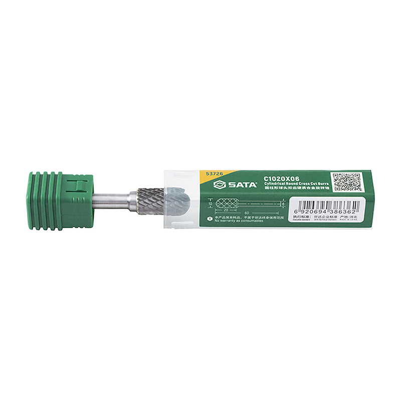 Mũi mài hợp kim hình trụ đầu tròn, răng thô SATA 53726 đường kính mũi 10mm