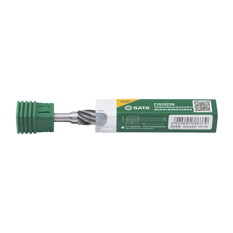 Mũi mài hợp kim hình trụ đầu tròn, răng đôi SATA 53727 đường kính mũi 10mm