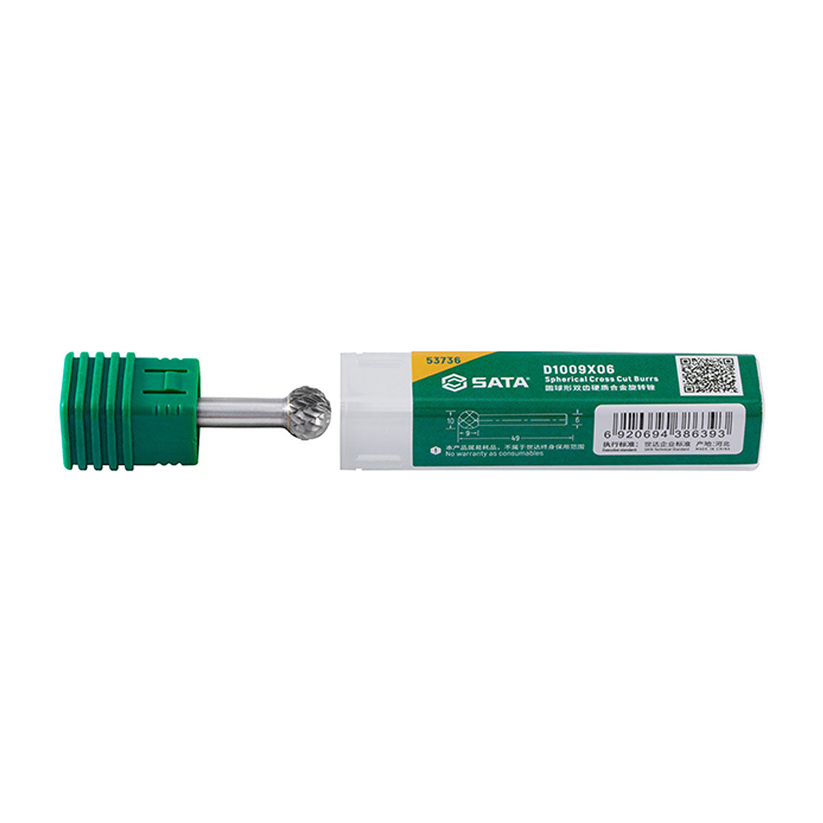 Mũi mài hợp kim hình cầu, răng thô SATA 53736 đường kính mũi 10mm