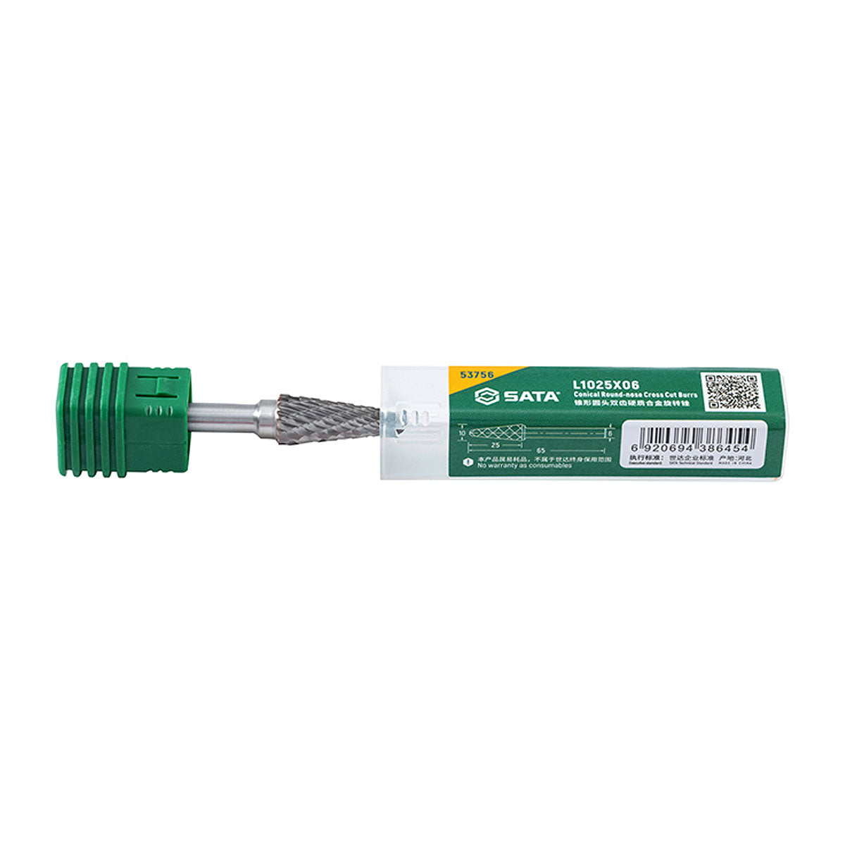 Mũi mài hợp kim hình nón, răng thô SATA 53756 đường kính mũi 10mm
