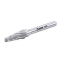 Mũi mài hợp kim SATA 53757 hình nón, răng đôi Ø10mm cho thép, gang, inox.