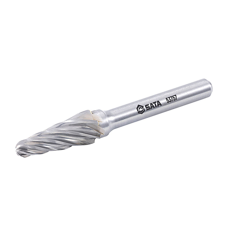 Mũi mài hợp kim SATA 53757 hình nón, răng đôi Ø10mm cho thép, gang, inox.