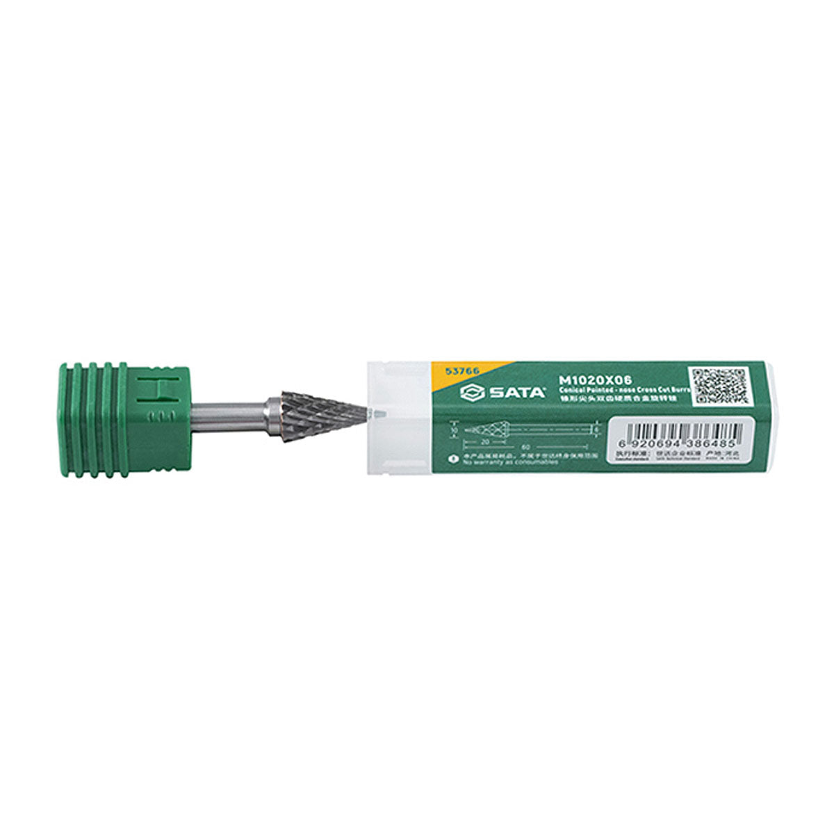Mũi mài hợp kim hình côn đầu nhọn, răng thô SATA 53766 đường kính mũi 10mm