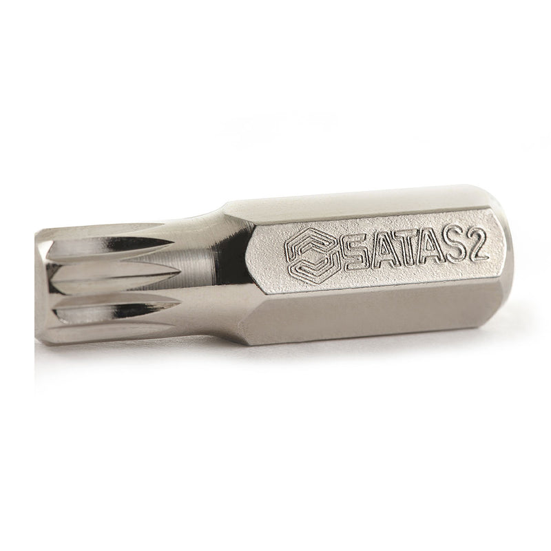 Bộ 5 đầu lục giác sao 12 cạnh SATA, cốt 8mm (5/16 inch), thân ngắn 30mm, thép S2 mạ Niken