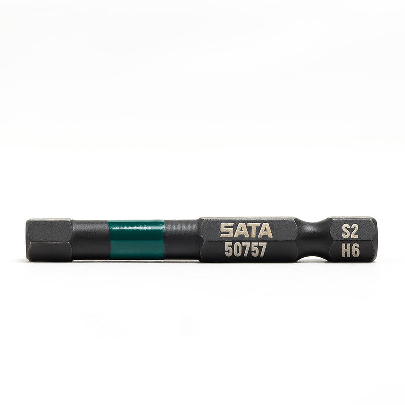 Bộ 10 mũi lục giác SATA cốt 6.35mm (1/4 incnh), vật liệu thép đen hấp thụ lực xoắn, có nam châm
