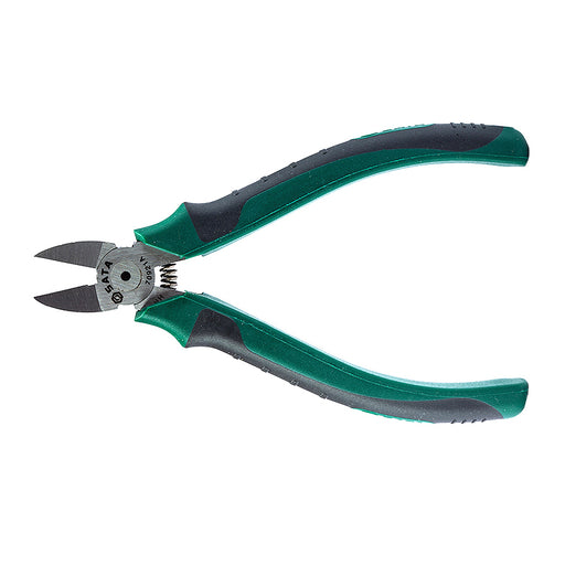 Kìm cắt nhựa kiểu Nhật SATA lò xo trợ lực 166mm-178mm, lưỡi Cr-V tôi cao tần, tay cầm TPR chống trượt.