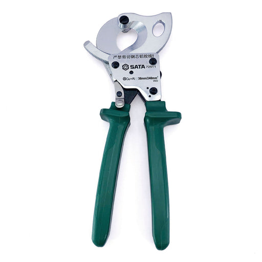 Kìm cắt cáp nhông SATA 72511, cắt tối đa 240mm², cơ chế 2 cấp, thép rèn, tay cầm TPR chống trượt.
