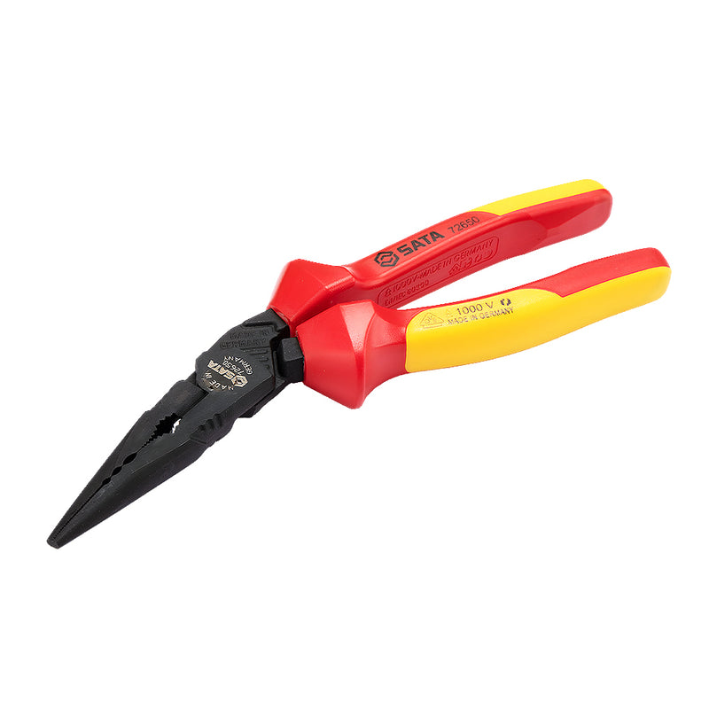 Kìm mũi nhọn trợ lực, đầu nghiêng cách điện 1000V SATA 72650 kích thước 228mm