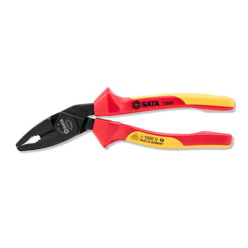 Kìm điện SATA 72655 190mm VDE đầu nghiêng, cách điện 1000V, thép Cr-V, Đức