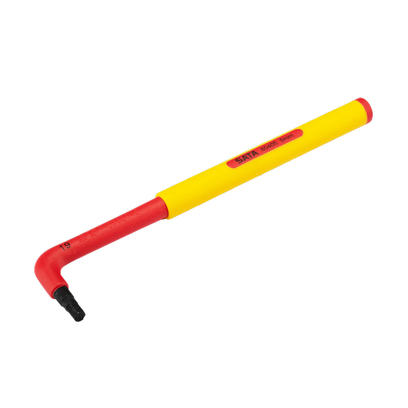 Lục giác cách điện 1000V SATA 5mm, VDE Hex Key, thép S2, an toàn điện áp cao.
