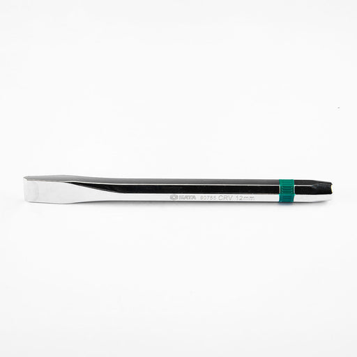 Mũi đục kim loại SATA 90755 đường kính 12mm, thép Cr-V, mạ Chrome, đầu dẹp, dài 130mm, chống gỉ sét, chịu lực tốt, sắc bén, truyền lực ổn định.