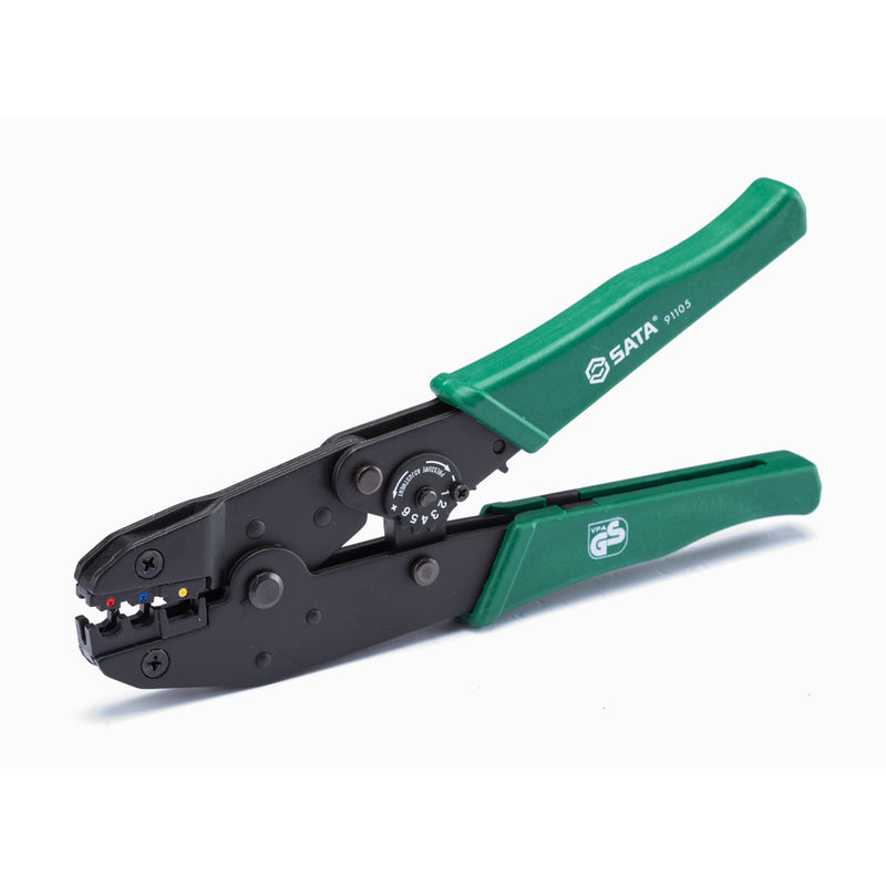 Kìm bấm cose bọc nhựa cách điện SATA 91105 chiều dài 230mm, khả năng bấm cose từ 0.5mm² - 6mm²