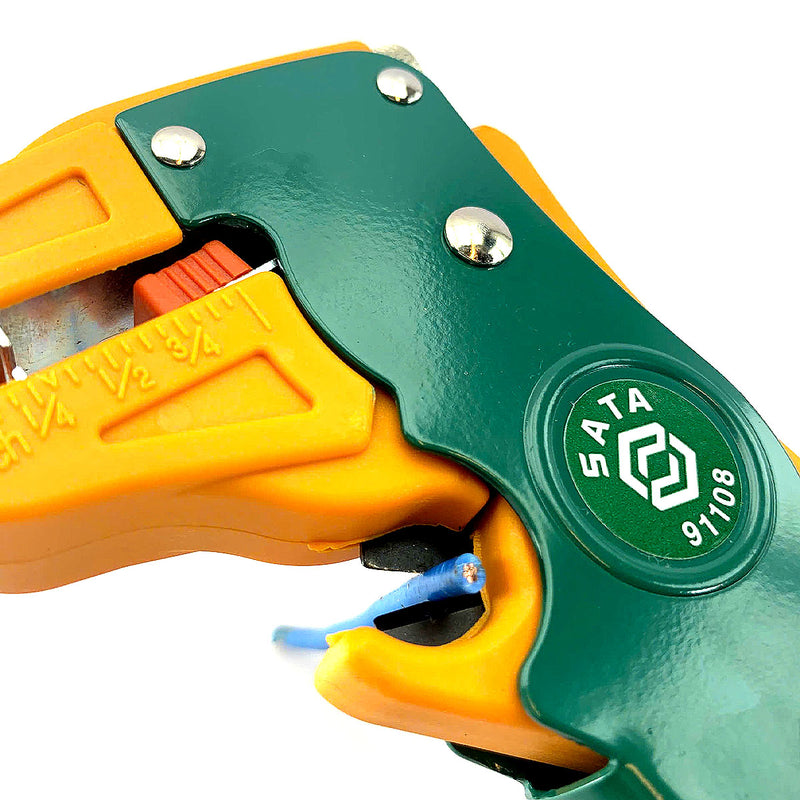 Kìm tuốt dây tự động SATA 91108 chiều dài 165mm, khả năng tuốt dây từ 0.5mm² - 6.0mm²