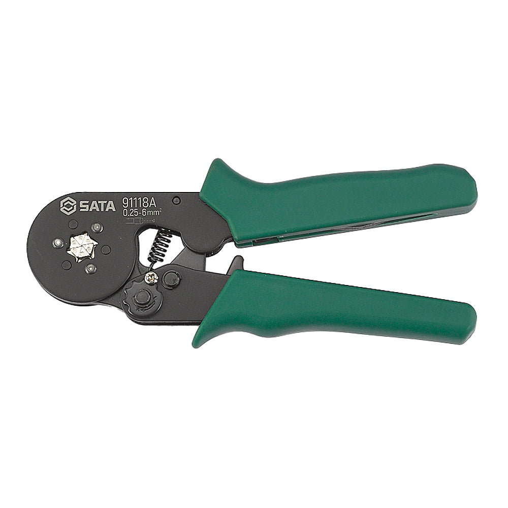 Kìm bấm cos pin rỗng SATA 91118A 177mm tự động điều chỉnh ép lục giác 0.25-6mm² bánh cóc