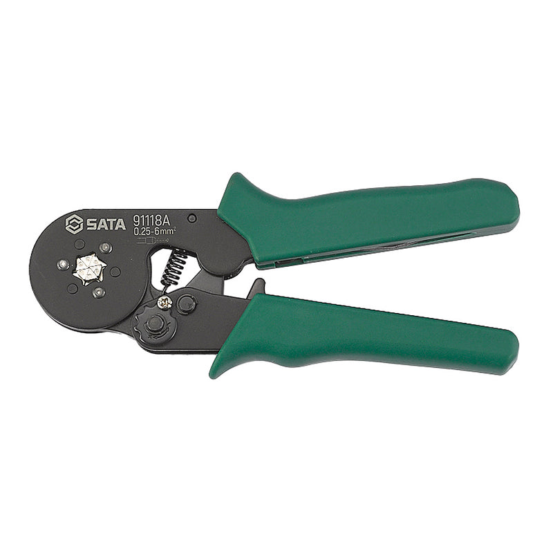 Kìm bấm cos pin rỗng SATA 91118A 177mm tự động điều chỉnh ép lục giác 0.25-6mm² bánh cóc