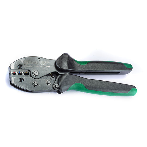 Kìm bấm cose bọc nhựa cách điện SATA 91125 215mm, chuyên dụng bấm cos R, Y, ghim, phạm vi 0.5-6.0mm² AWG 20-10, đòn bẩy trợ lực, màu sắc theo tiêu chuẩn.