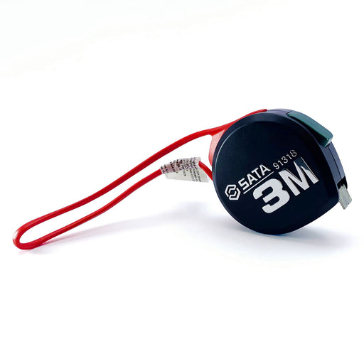 Thước cuộn thép SATA 3m vỏ ABS bền bỉ, lưỡi phủ nylon, thang đo kép, thiết kế Water Drop, khóa lưỡi, móc treo, dây đeo