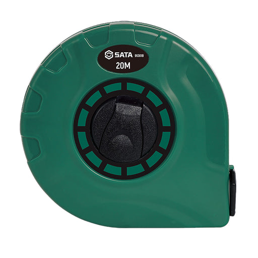 Thước cuộn sợi thủy tinh SATA 20M chống gỉ, cách điện, vỏ ABS bền bỉ, tay quay thu dây nhanh chóng.