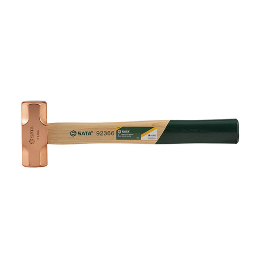 Búa đồng chống tia lửa điện SATA cán gỗ Hickory, 900g (2 lbs), gõ lắp ráp máy cơ khí chính xác, sửa chữa khuôn mẫu, bảo trì môi trường nguy cơ cháy nổ.