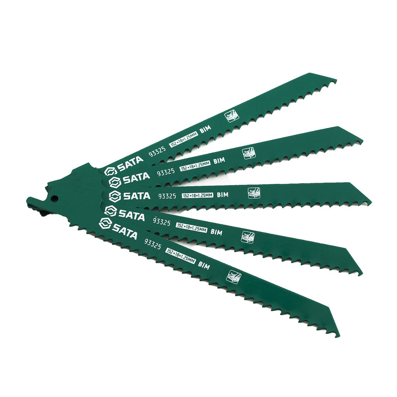 Bộ 5 lưỡi cưa kiếm SATA chuyên dụng cắt gỗ có đinh, kim loại, nhựa, ván dăm, BIM Bi-Metal 152mm-300mm