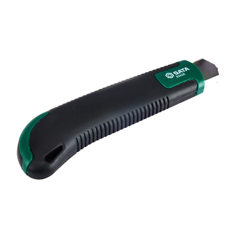 Dao rọc giấy SATA 93428 kích thước 18 x 100mm, tay cầm bọc cao su
