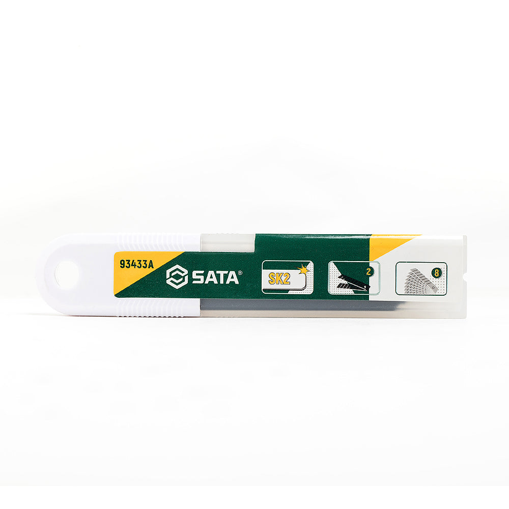 Hộp 10 lưỡi dao rọc, chất thép SK2 SATA 93433A đường kính lưỡi 18mm