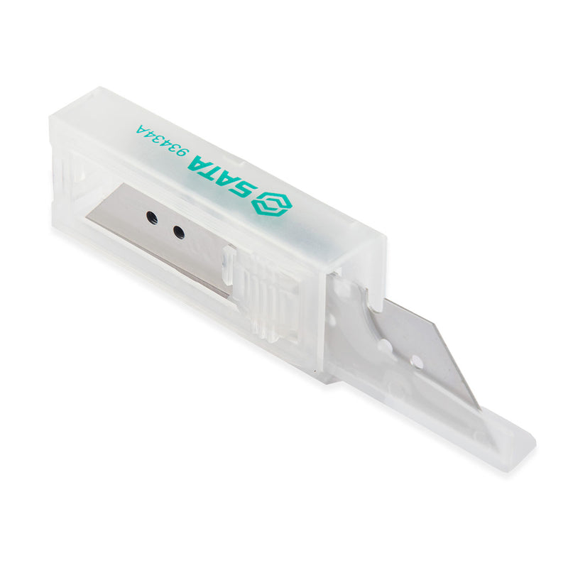 Hộp 10 lưỡi dao rọc đa năng, chất thép SK2 SATA 93434A đường kính lưỡi 19mm
