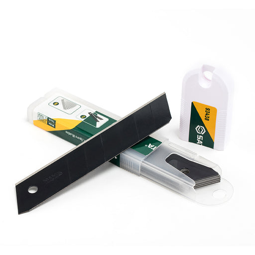 Hộp 10 lưỡi dao rọc giấy SATA 93438 thép SK2, bản 25mm, 7 đoạn bẻ, sắc bén, bền bỉ