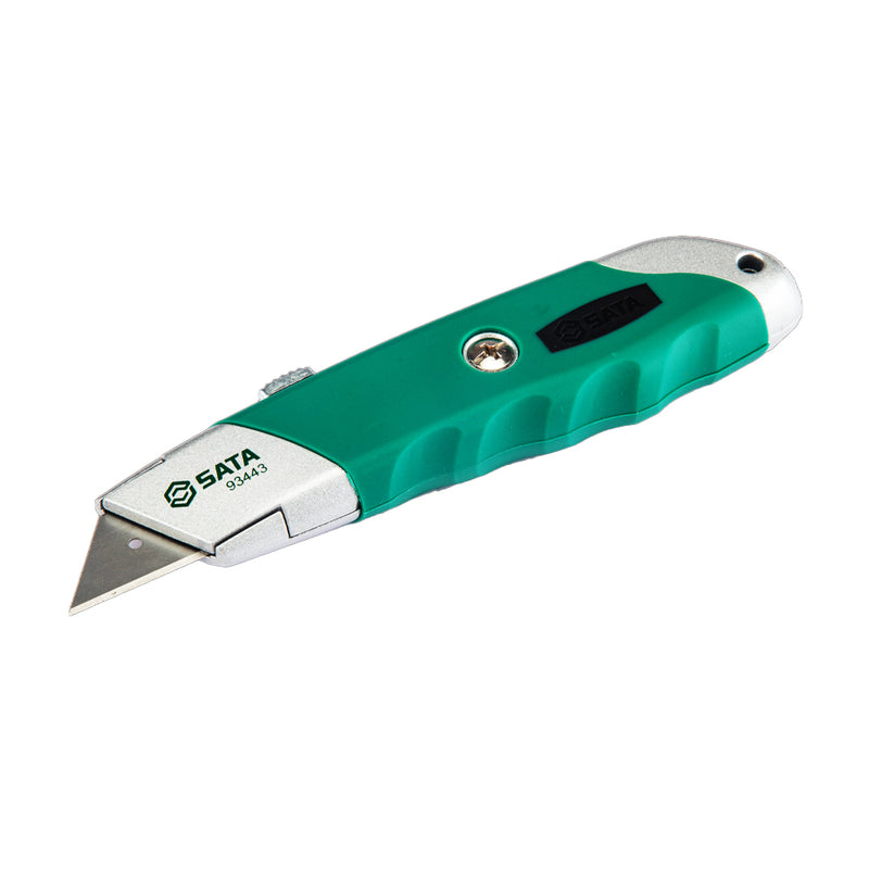 Dao rọc đa năng SATA 93443 hợp kim kẽm lưỡi 19mm bọc cao su chống trượt