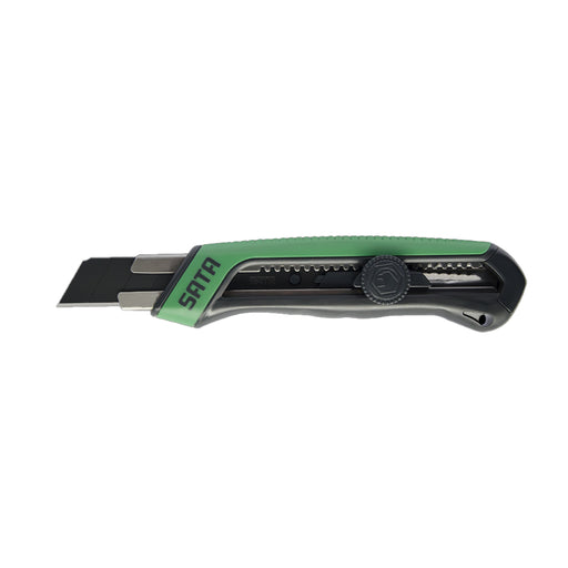 Dao rọc giấy SATA 93483 lưỡi 25mm, thân nhựa ABS+TPR, thép SK2, màu xanh đen