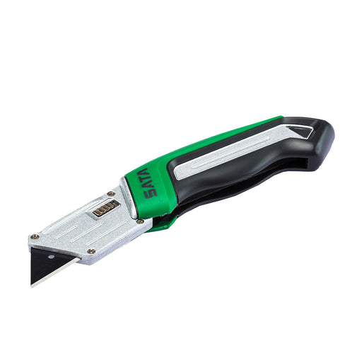 Dao rọc đa năng gấp gọn SATA 93486 lưỡi 19mm, thân hợp kim kẽm, tay cầm cao su chống trượt