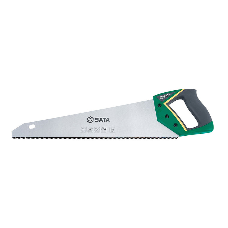 Cưa gỗ cầm tay SATA 93515 450mm lưỡi thép SK5, răng 3 mặt, tay cầm chống trượt.