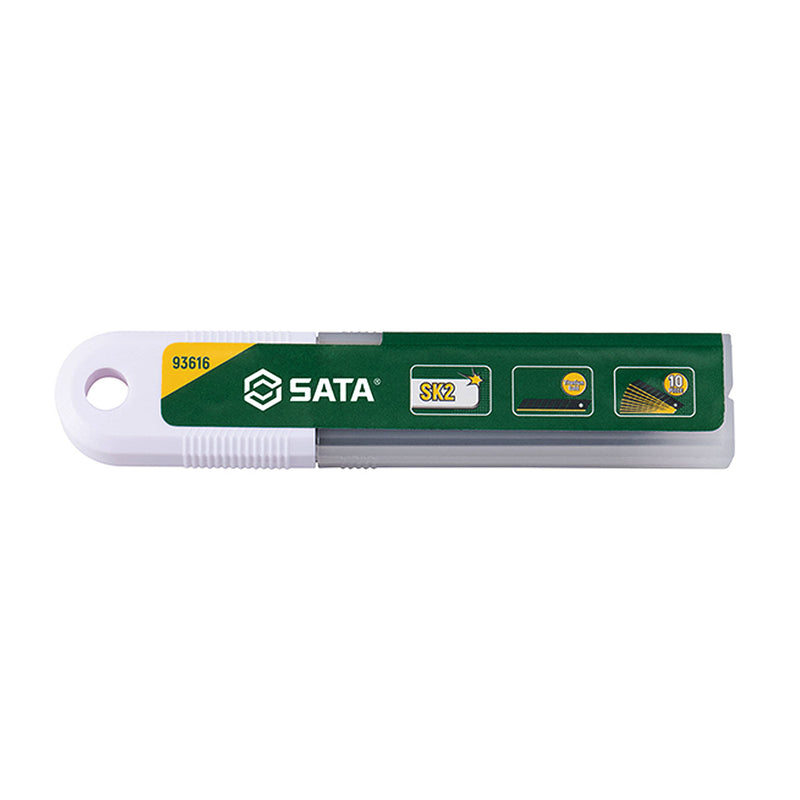 Bộ 10 lưỡi dao rọc giấy SATA 93616 chất liệu thép SK2 phủ Titanium vàng kích thước 18 x 100mm