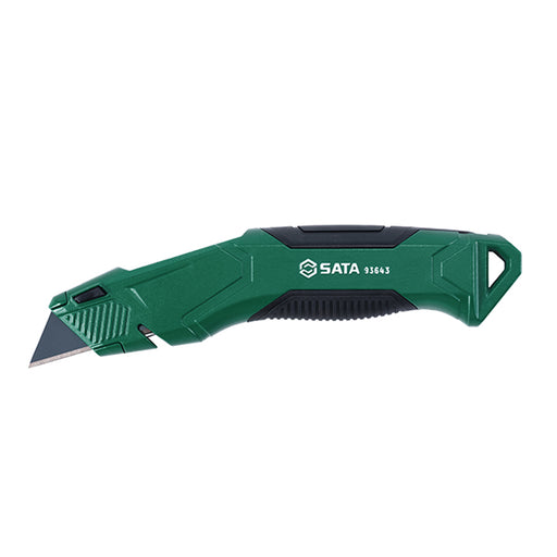 Dao rọc đa năng công nghiệp SATA 93643, dao cắt hộp, tay cầm cao su, lưỡi SK2, cắt dây đai