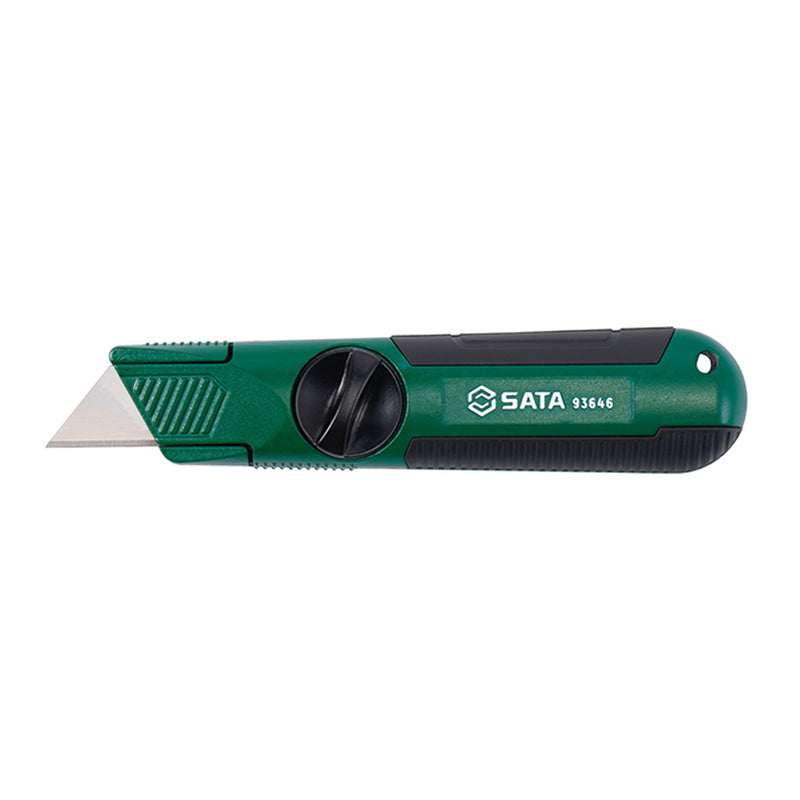 Dao rọc đa năng SATA 93646 khóa núm vặn, lưỡi SK2, tay cầm bọc cao su TPR