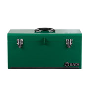 Thùng đựng dụng cụ SATA 95103A 20 inch, thép mạ kẽm, xanh lá, 2 khóa kim loại, khay thép tháo rời, tay cầm chắc chắn.